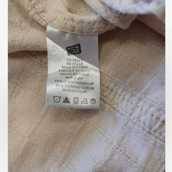 Point Zero Linen Blend Beige Short Sleeve  Button Down Shirt Size Large - Picture 6 of 11